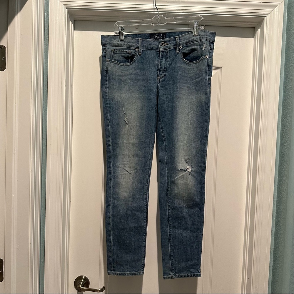 Lucky Brand Blue Skinny Jeans with Distressed Details